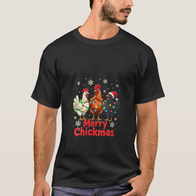 Womens Merry Chickmas Santa Hat Girl Chicken Lover T-Shirt (Vorderseite)
