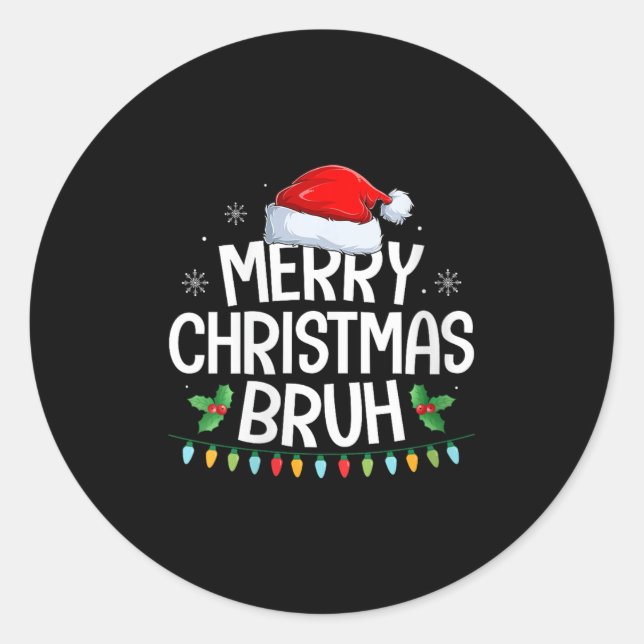 Womens Merry Christmas Bruh Funny Brother Teens Bo Runder Aufkleber (Vorderseite)