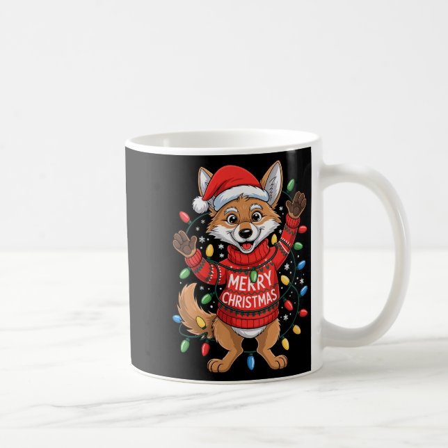 Womens Merry Christmas Fox Festive Woodland Winter Kaffeetasse (Rechts)