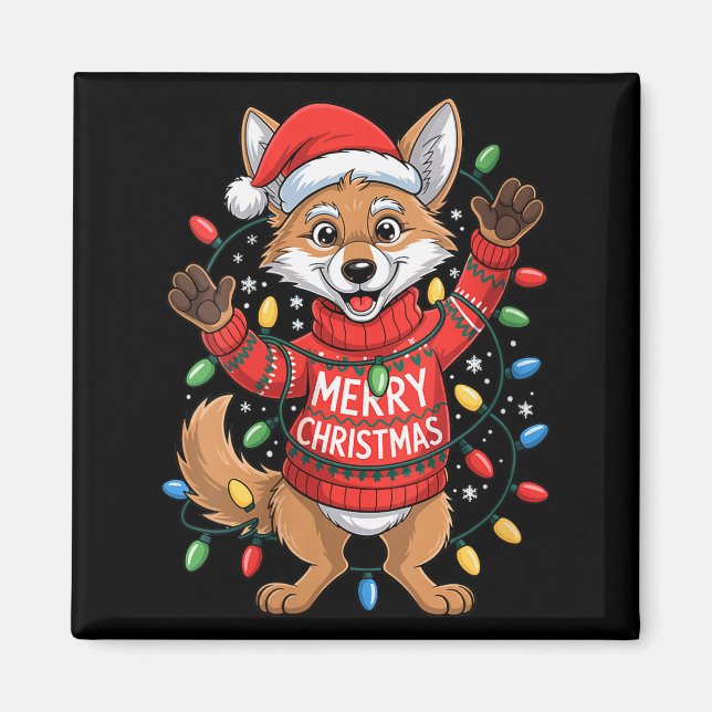 Womens Merry Christmas Fox Festive Woodland Winter Magnet (Vorne)
