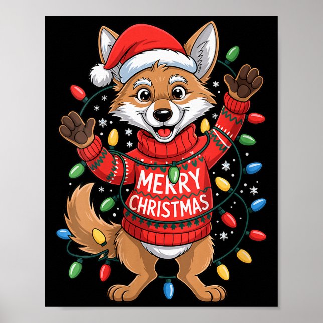 Womens Merry Christmas Fox Festive Woodland Winter Poster (Vorne)