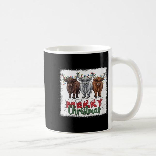 Womens Merry Christmas Scottish Highland Cow Xmas  Kaffeetasse (Rechts)