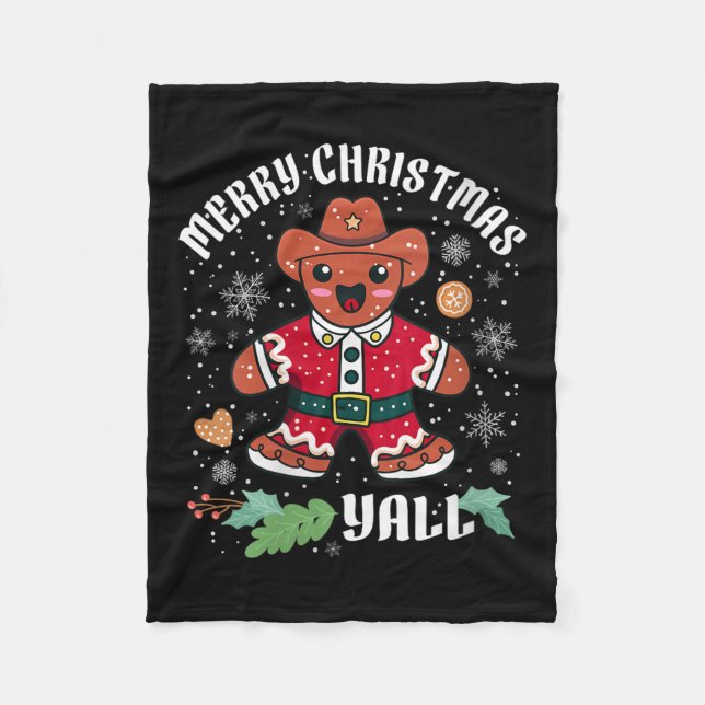 Womens Merry Christmas Yall Christmas Gingerbread  Fleecedecke (Vorderseite)