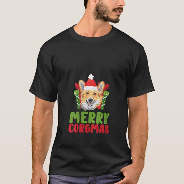 Womens Merry Corgmas Xmas Corgi Dog Greeting Chris T-Shirt (Vorderseite)