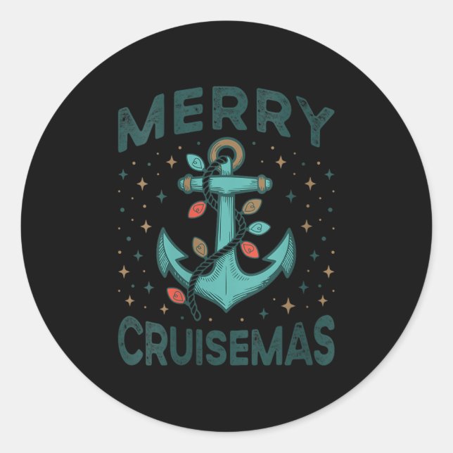 Womens Merry Cruisemas Matching Family Cruise Chri Runder Aufkleber (Vorderseite)