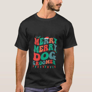 Womens Merry Dog Groomer Weihnachtshund Grooming X T-Shirt
