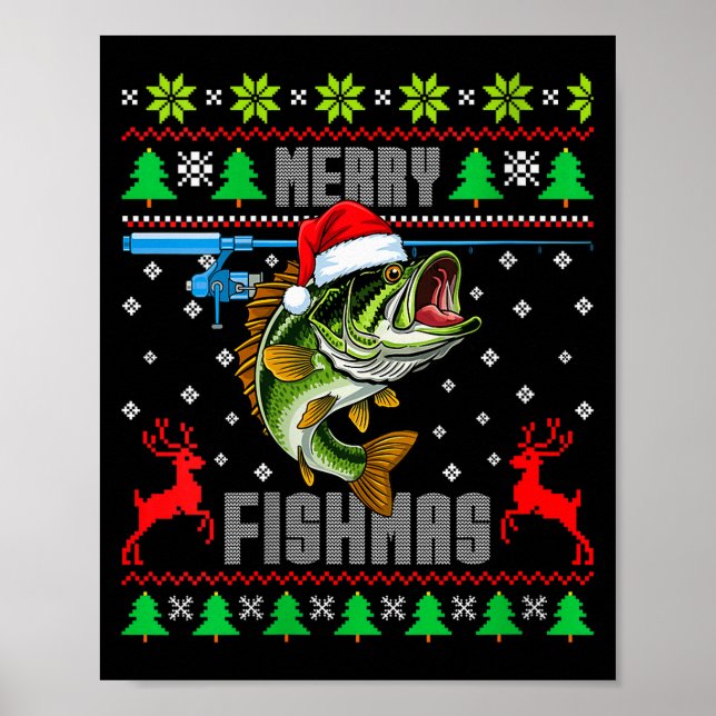 Womens Merry Fishmas B Fish Fishing Funny Ugly Chr Poster (Vorne)