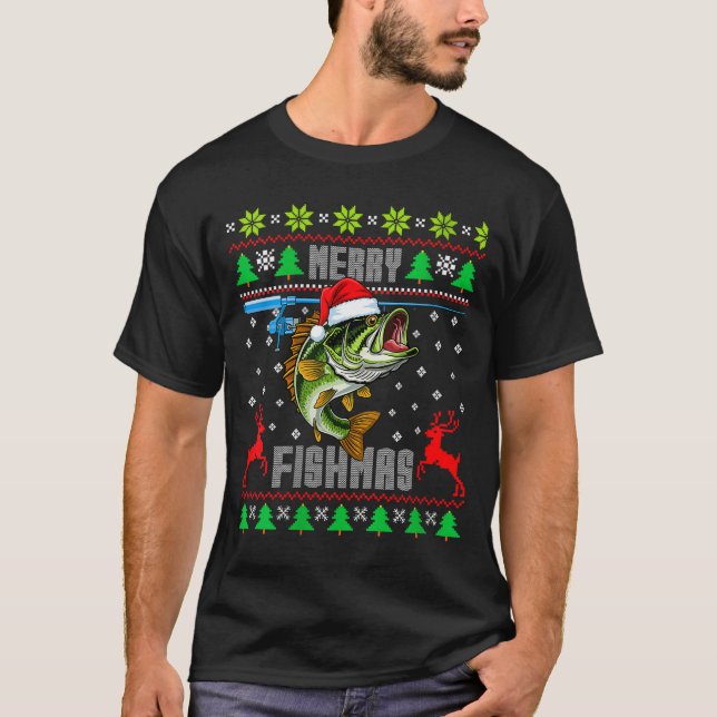 Womens Merry Fishmas B Fish Fishing Funny Ugly Chr T-Shirt (Vorderseite)