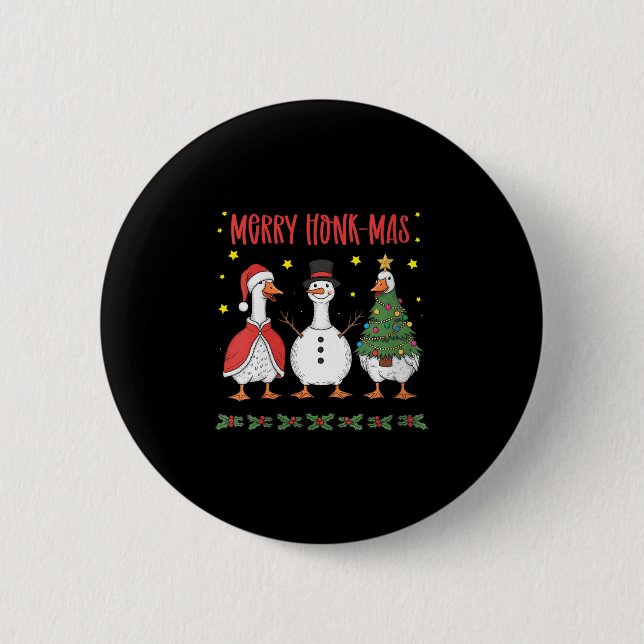 Womens Merry Honk-mas Funny Goose Christmas Humor  Button (Vorderseite)