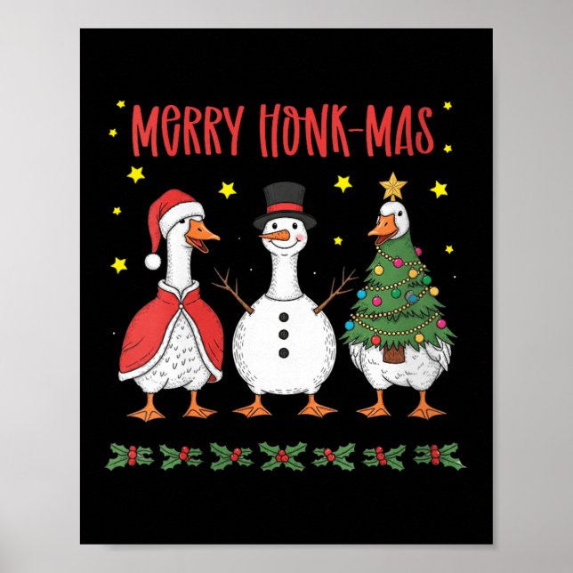 Womens Merry Honk-mas Funny Goose Christmas Humor  Poster (Vorne)