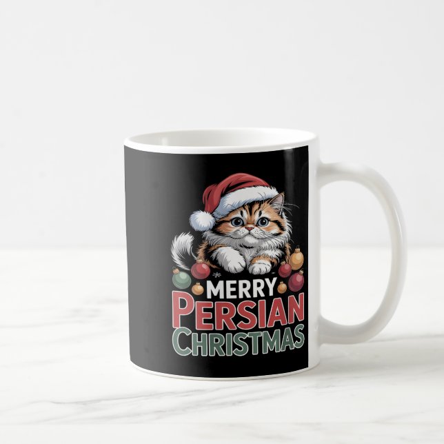 Womens Merry Persian Christmas Cute Cat V-neck  Kaffeetasse (Rechts)