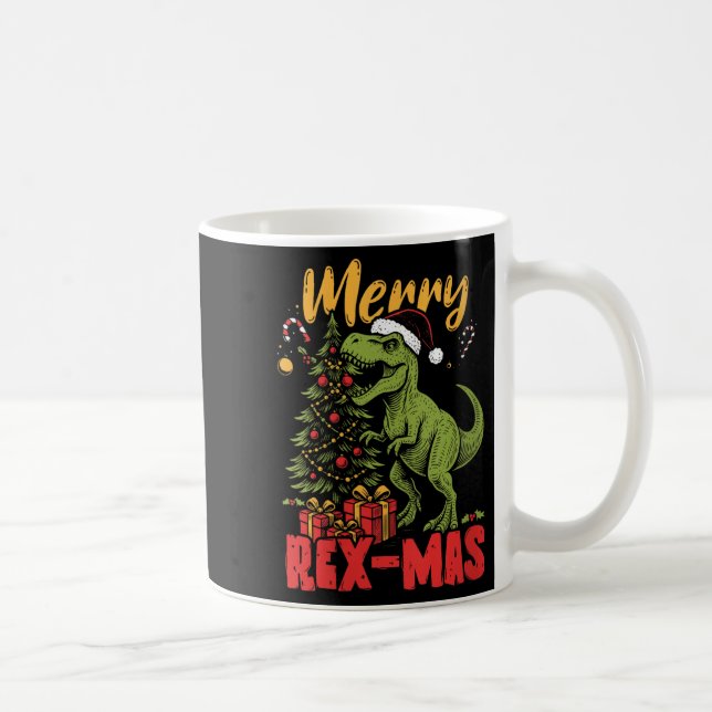 Womens Merry Rex-mas Santa Dinosaur Retro Christma Kaffeetasse (Rechts)