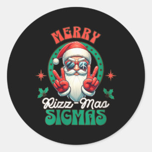 Womens Merry Rizz Mas Sigmas Weihnachten Weihnacht Runder Aufkleber