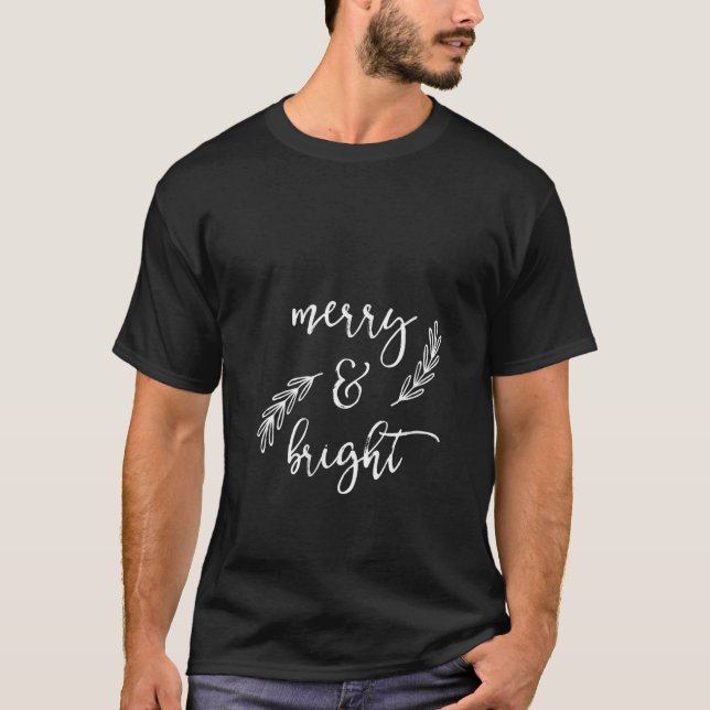 Womens Merry und Bright Holly Christmas Jolly Fest T-Shirt (Vorderseite)