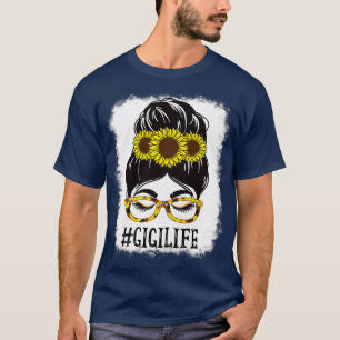 Womens Messy Bun Gigi Life Grandma Sonnenblumen Ni T-Shirt