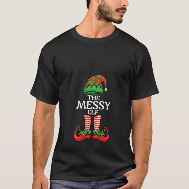 Womens Messy Elf Christmas Matching Family V Neck  T-Shirt (Vorderseite)