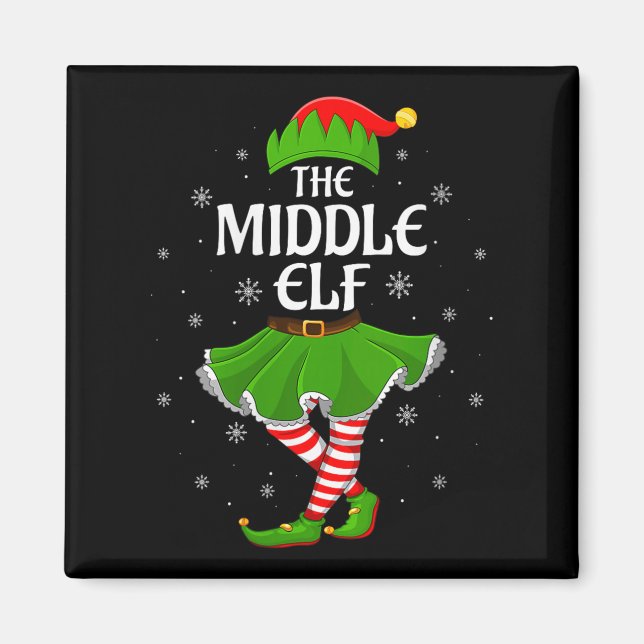 Womens Middle Elf Christmas Family Girls Women Elf Magnet (Vorne)