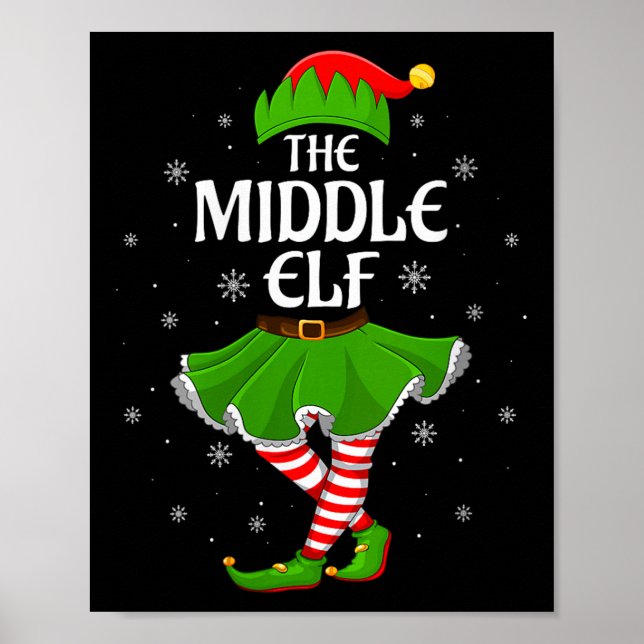 Womens Middle Elf Christmas Family Girls Women Elf Poster (Vorne)