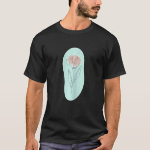 Womens Minimalistic Boho Tulip Blume Line Pastell T-Shirt