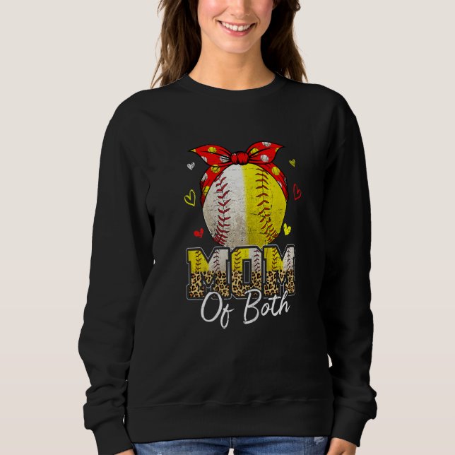 Womens Mom Of Both Baseball And Softball Mom  Moth Sweatshirt (Vorderseite)