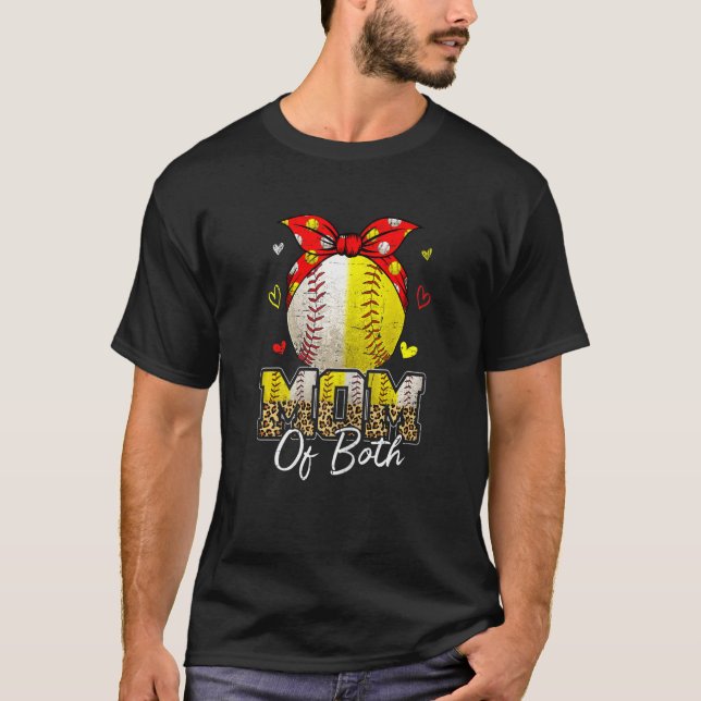 Womens Mom Of Both Baseball And Softball Mom  Moth T-Shirt (Vorderseite)