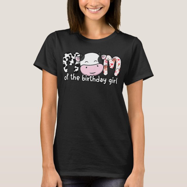 Womens Mom Of The Birthday Cow Girl Farm Family T-Shirt (Vorderseite)