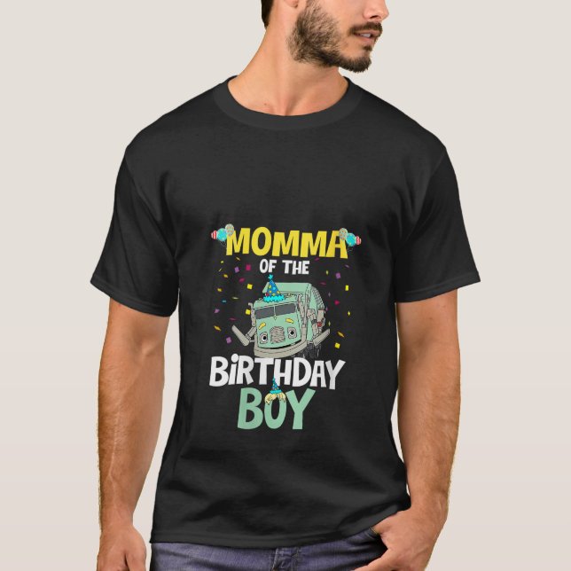 Womens Momma of The Birthday Boy Garbage Truck Rec T-Shirt (Vorderseite)
