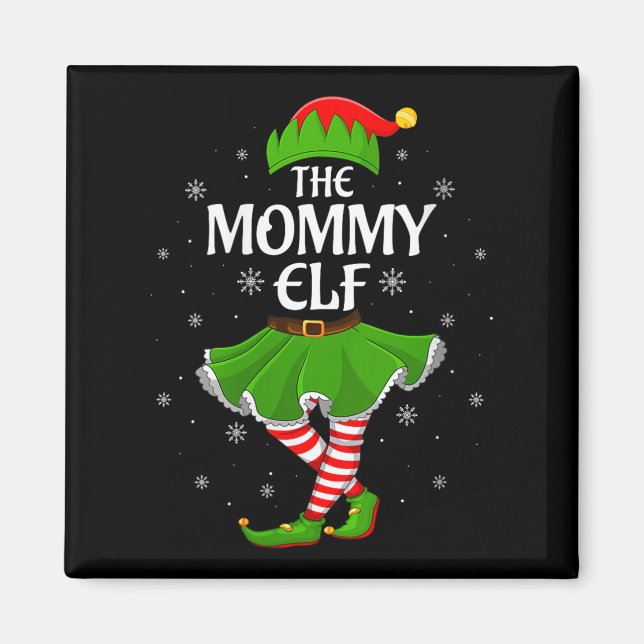 Womens Mommy Elf Christmas Family Girls Women Elf  Magnet (Vorne)