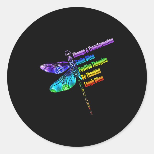Womens Motivational Insration Gift Dragonfly  Runder Aufkleber (Vorderseite)