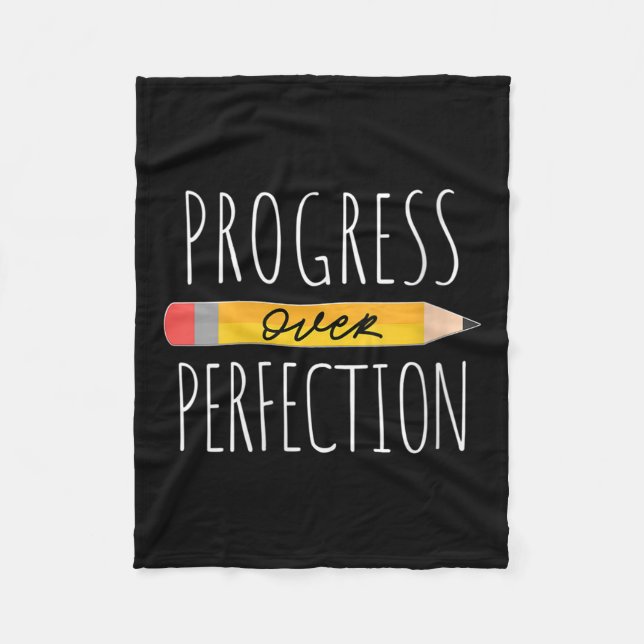 Womens Motivational Progress Over Perfection Back  Fleecedecke (Vorderseite)