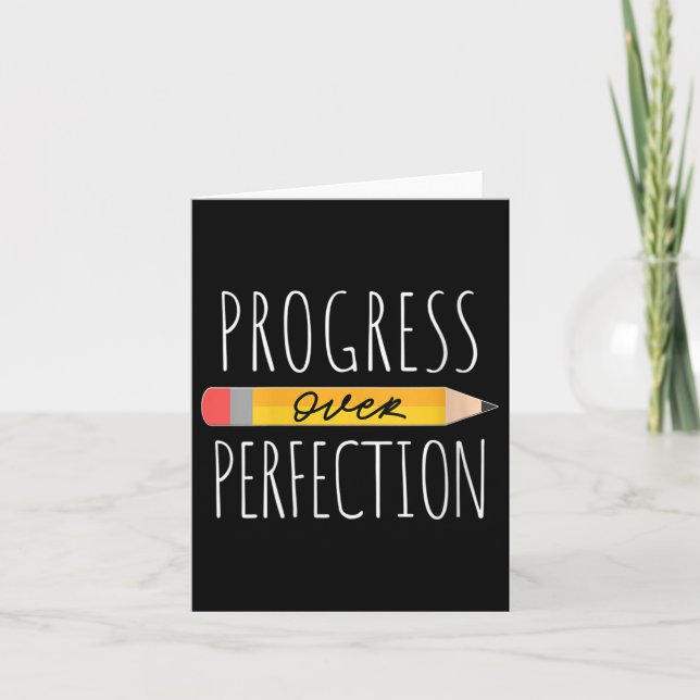 Womens Motivational Progress Over Perfection Back  Karte (Vorderseite)