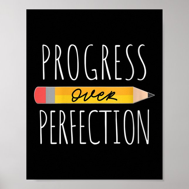 Womens Motivational Progress Over Perfection Back  Poster (Vorne)