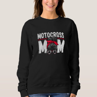 Womens Motocross Mama Messy Bun Dirt Bike Rider Sweatshirt