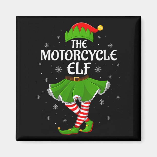 Womens Motorcycle Elf Christmas Family Girls Women Magnet (Vorne)