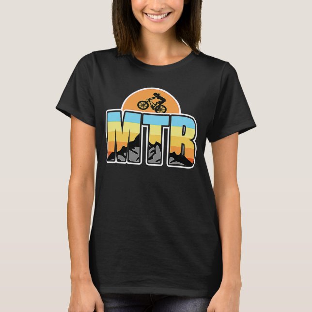 Womens Mountain Biking MTB Sunset T-Shirt (Vorderseite)