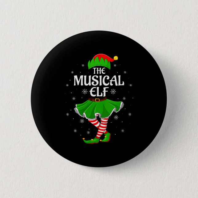 Womens Musical Elf Christmas Family Girls Women El Button (Vorderseite)