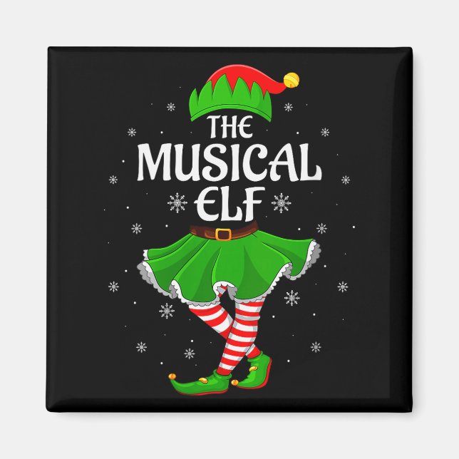 Womens Musical Elf Christmas Family Girls Women El Magnet (Vorne)