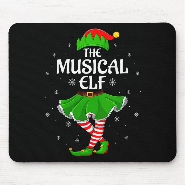 Womens Musical Elf Christmas Family Girls Women El Mousepad (Vorne)