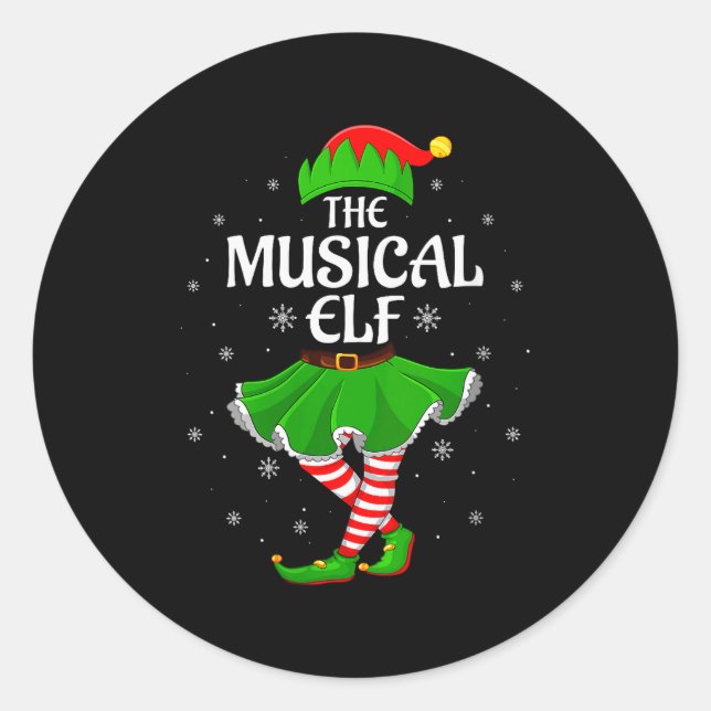 Womens Musical Elf Christmas Family Girls Women El Runder Aufkleber (Vorderseite)