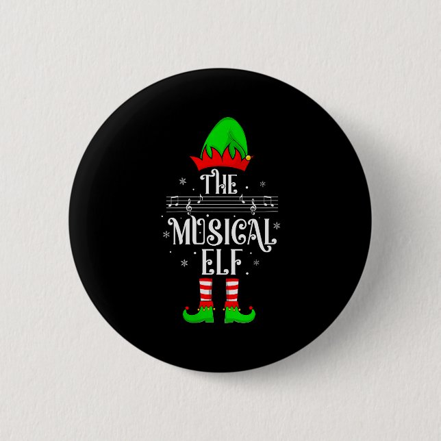 Womens Musical Elf Xmas Christmas Matching Family  Button (Vorderseite)