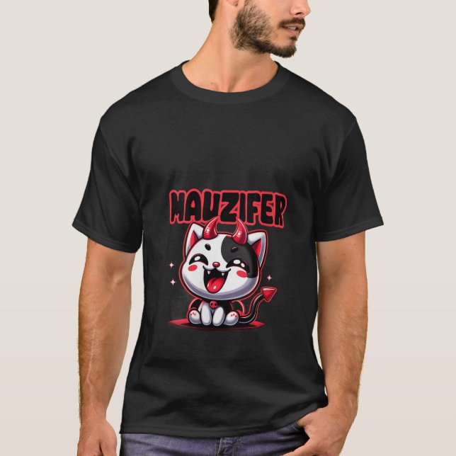Womens Muzifer Cat Kitten Lucifer Devil Little Dev T-Shirt (Vorderseite)
