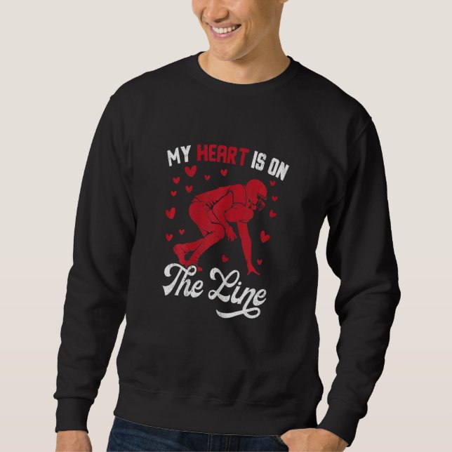 Womens My Heart Is On The Line Offensive Lineman V Sweatshirt (Vorderseite)