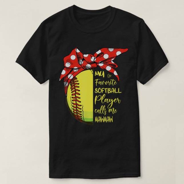 Womens My Lieblings-Softball-Spieler nennt mich Ma T-Shirt (Design vorne)