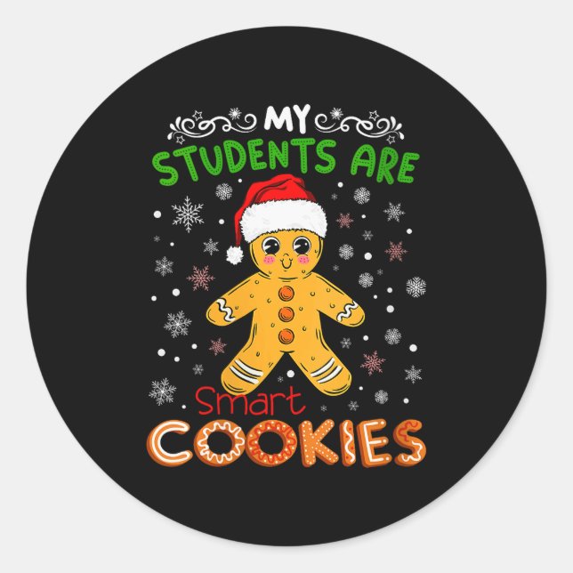 Womens My Students Are Smart Cookies Christmas Gin Runder Aufkleber (Vorderseite)