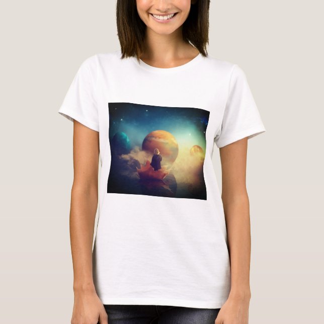 women's mytical child and planets t-shirt (Vorderseite)