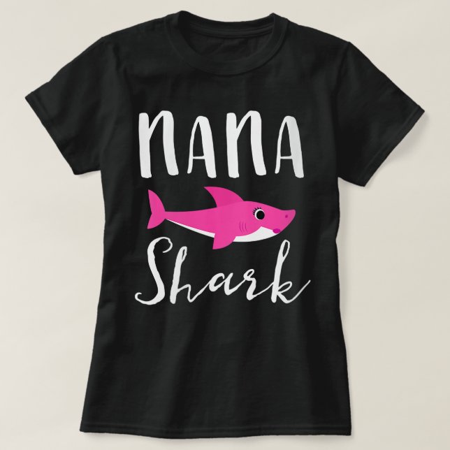 Womens Nana Shark Grandma Grandmutter Pink Shark G T-Shirt (Design vorne)