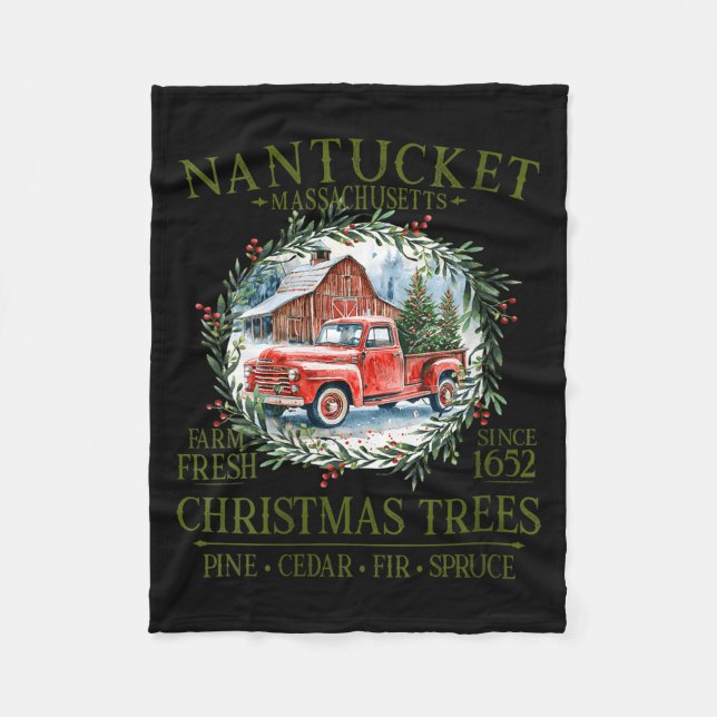 Womens Nantucket Ma Farm Fresh Christmas Trees Gre Fleecedecke (Vorderseite)