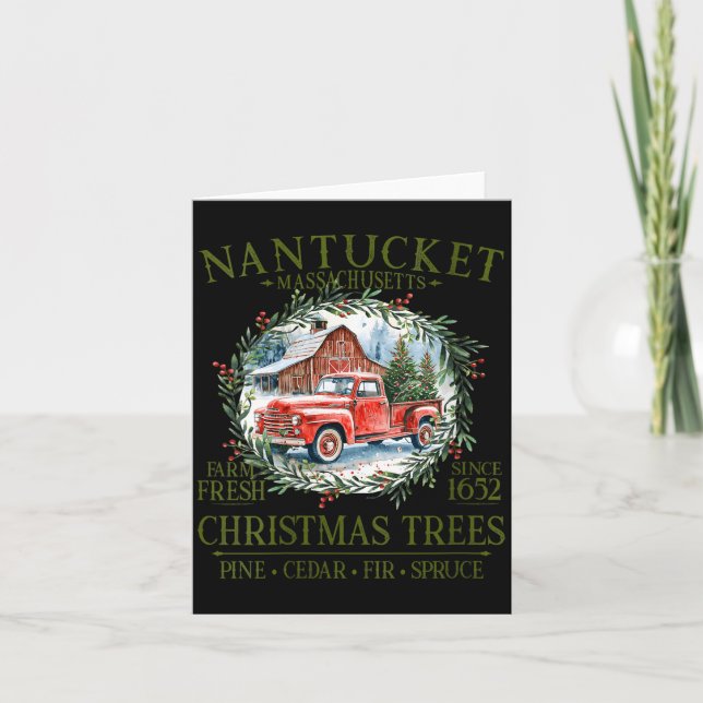Womens Nantucket Ma Farm Fresh Christmas Trees Gre Karte (Vorderseite)