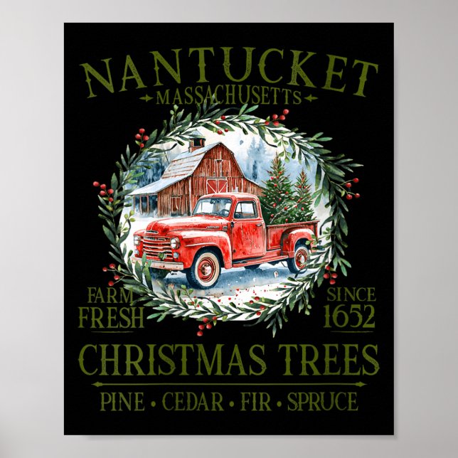 Womens Nantucket Ma Farm Fresh Christmas Trees Gre Poster (Vorne)