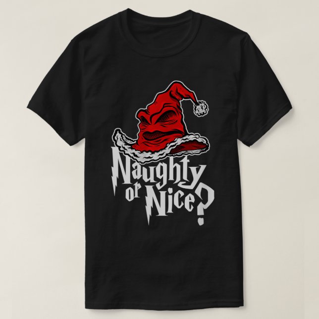 Womens Naughty oder Nice sorted Weihnachtshut VNec T-Shirt (Design vorne)